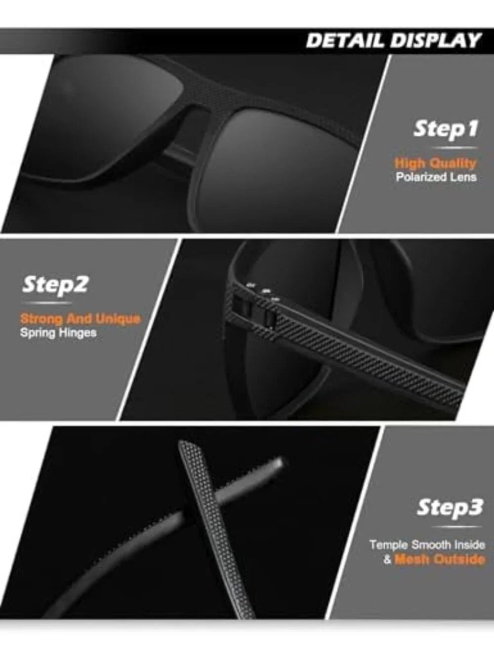 Men's Polarized Sunglasses - Classic UV Protection Shades for Driving, Fishing